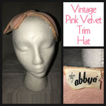 Vintage 50's Pink Helmet Hat Cap with Pink Velvet Trim