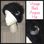 Vintage 60's Black Angora Brooch Sock Hat