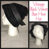 Vintage 50's Black Velvet Bee Hive Style Hat