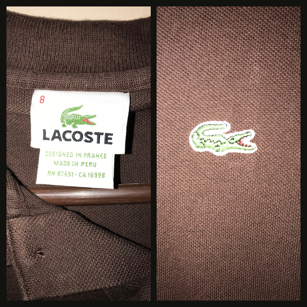 Vintage 80 s Brown Lacoste Green Gator Shirt XL Extra Large