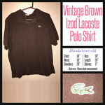 Vintage 80's Brown Lacoste Green Gator Shirt XL Extra Large