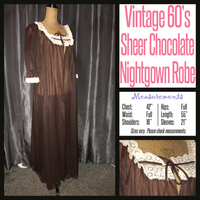 Vintage 60's Chocolate Brown Lingerie Robe 42B XL Extra Large