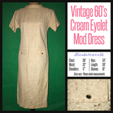 Vintage 60's Cream Eyelet Mod Dress 36B M Medium