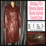 Vintage 70's Etienne Aigner Rusty Carmel Trench Coat 34B S Small