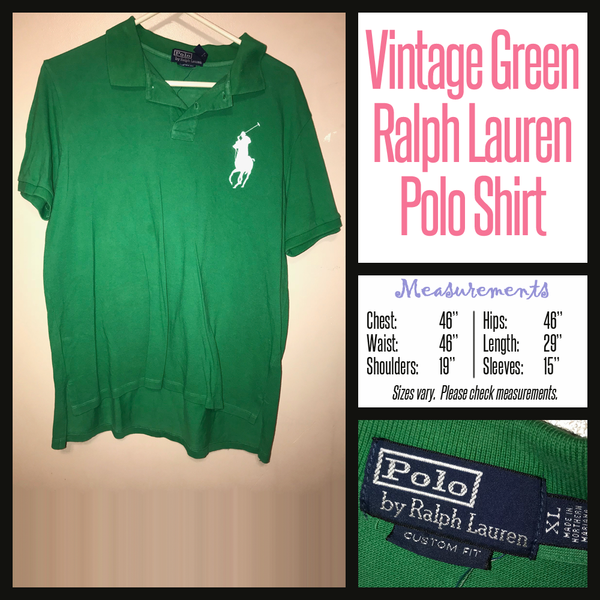Vintage 90’s Green Ralph Lauren Polo Shirt 46B XL Extra Large