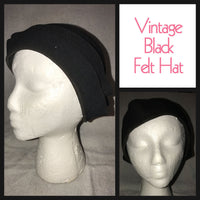 Vintage 20's Flapper Helmet Hat Black Felt