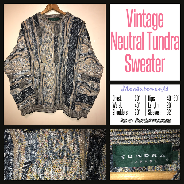 Vintage 80 s Tundra Neutral Textured Sweater 50B XL Extra Large