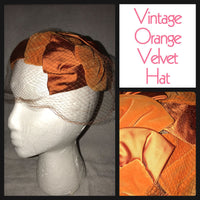 Vintage 50's Burnt Orange Satin & Velvet Whimsie Hat