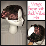 Vintage 50's Purple Satin and Black Velvet Whimsie Hat