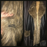 Vintage 80's Reversible Faux Fur and Black Leather Coat 54B XXXL 3XL