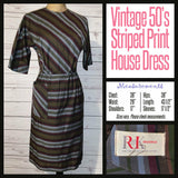Vintage 50's Striped Day Dress 36B R & K Originals S Small