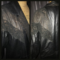 Vintage 80's Leather Gold Deco Trench Coat 44B M Medium